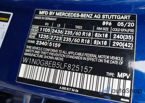 2020 Mercedes-Benz Glc 300 4Matic from USA, damaged, VIN W1N0G8EB5LF825157
